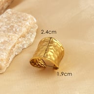 Gold Water-Wave Wide Band Ring | Adjustable Instagram-Style Metal Cuff — view 5