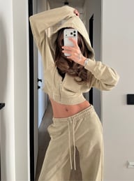 Womens Washed Hoodie Two-piece Set — view 17