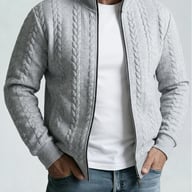 Men's Jacquard Stand-Neck Jacket | Textured Bomber Style Canada — view 8