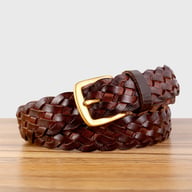 Vintage Woven Vegetable-Tanned Leather Belt — view 5