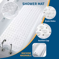 Non-Slip Bath Mat Extra Large | Anti-Mold Shower Mat Strong Suction Cups — view 4