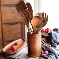 Acacia Wood Cooking Utensil Set with Holder | Natural Kitchen Tools — view 8