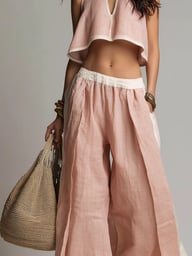 Casual Chic Sleeveless V-Neck Crop Top & Wide-Leg Pants Set — view 14