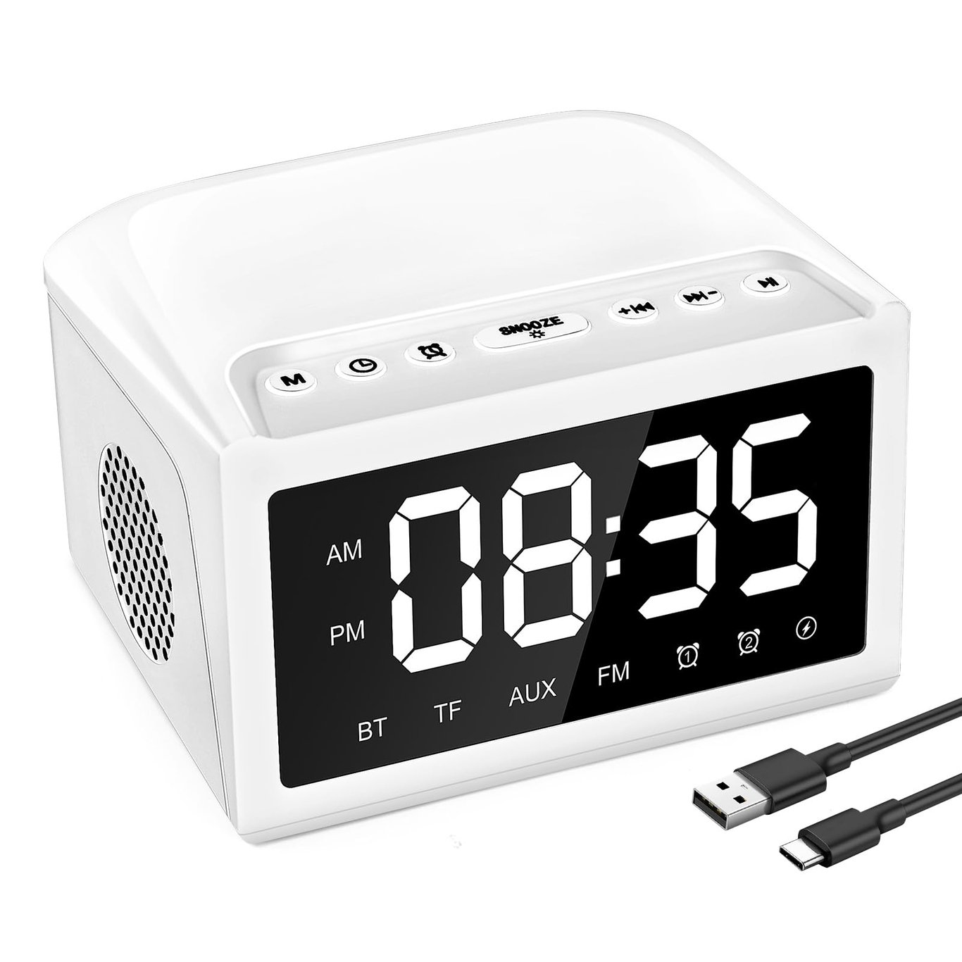 Digital Alarm Clock Radio with Bluetooth Speaker | USB Charging