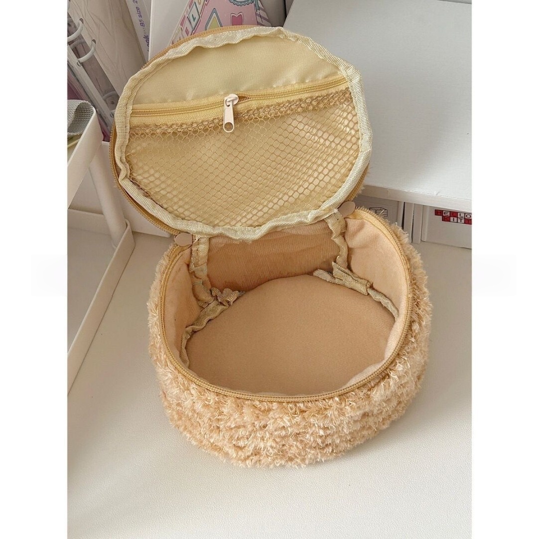 Cute Bear Head 3D Makeup Bag | Soft Lambswool Cosmetic Organizer