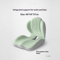 Gray-green lumbar support cushion showing 40x44x37cm dimensions