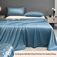 Summer Cooling Ice Silk Bed Sheet Set | Home & Kitchen Luxury Bedding — view 18