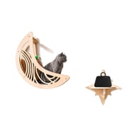 Wooden Star And Moon Hammock Cat Wall Set | Home & Kitchen Pet Furniture — view 14