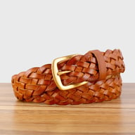 Vintage Woven Vegetable-Tanned Leather Belt — view 1