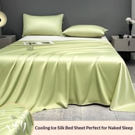 Summer Cooling Ice Silk Bed Sheet Set | Home & Kitchen Luxury Bedding — view 17