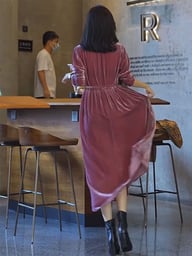 Loose Fitting Velvet Dress for Women | Comfortable Rose Pink — view 4