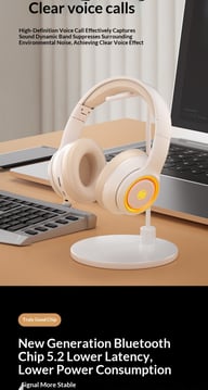 Fashionable On-Ear Bluetooth Wireless Headphones with RGB Lighting — view 15