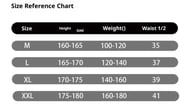 Size reference chart for men's breathable slim-fit ice-silk shorts