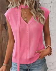 V-Neck Ribbed Ice-Silk Knit Cardigan for Women | Lightweight Breathable — view 13