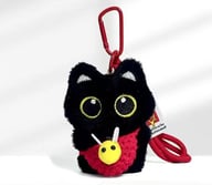 Black Cat Pendant Keychain with Bee Bib | Cute Plush Charm — view 12