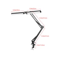 Dimension diagram showing LED desk lamp arm length and head width