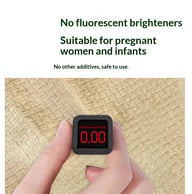 Meter showing zero fluorescent brighteners in bamboo face towels, safe for sensitive skin