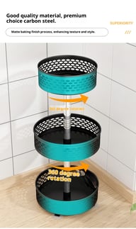 Rotating Spice Rack Carbon Steel Floor-Standing Kitchen Shelf — view 8