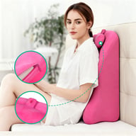 Close-up of zipper and removable cover details on pink pillow