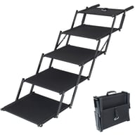 Foldable dog stairs with five steps and compact folded position for storage