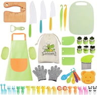 50PCS Kids Kitchen Cooking Set with Peeler, Wooden Knives & Safety Gloves — view 9