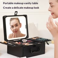 Large-capacity Cosmetic Case With Magnetic Lighting And Mirror Storage — view 12