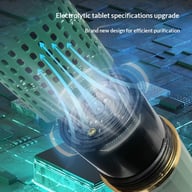 Electrolytic tablet technology inside portable fruit purifier showing sterilization mechanism