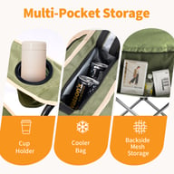 Oversized Camping Folding Chair, Heavy Duty Padded Chair With Cup Holder Storage And Cooler Bag, 5000 LBS Steel Frame, Portable For Outdoor — view 4