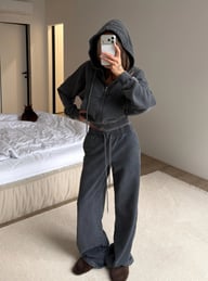 Womens Washed Hoodie Two-piece Set — view 8