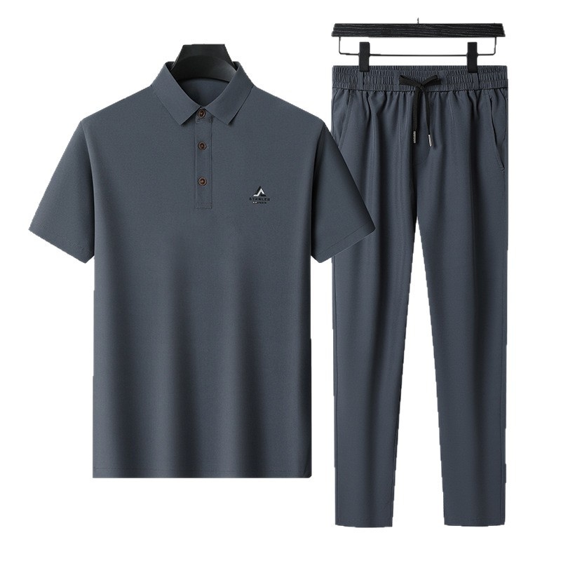 Men's Casual Sport Two-Piece Set | Ice Silk Polo & Pants