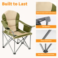 Oversized Camping Folding Chair, Heavy Duty Padded Chair With Cup Holder Storage And Cooler Bag, 5000 LBS Steel Frame, Portable For Outdoor — view 11