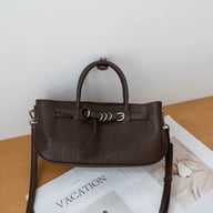 Vintage Vegetable-tanned Leather Handbag For Women, High-end Single-shoulder Bag With A Unique Belt Buckle Design, Genuine Leather Crossbody Bag — view 3