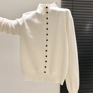 Women's Stand-Collar Knitted Cardigan | Thickened Loose-Fit Sweater — view 1