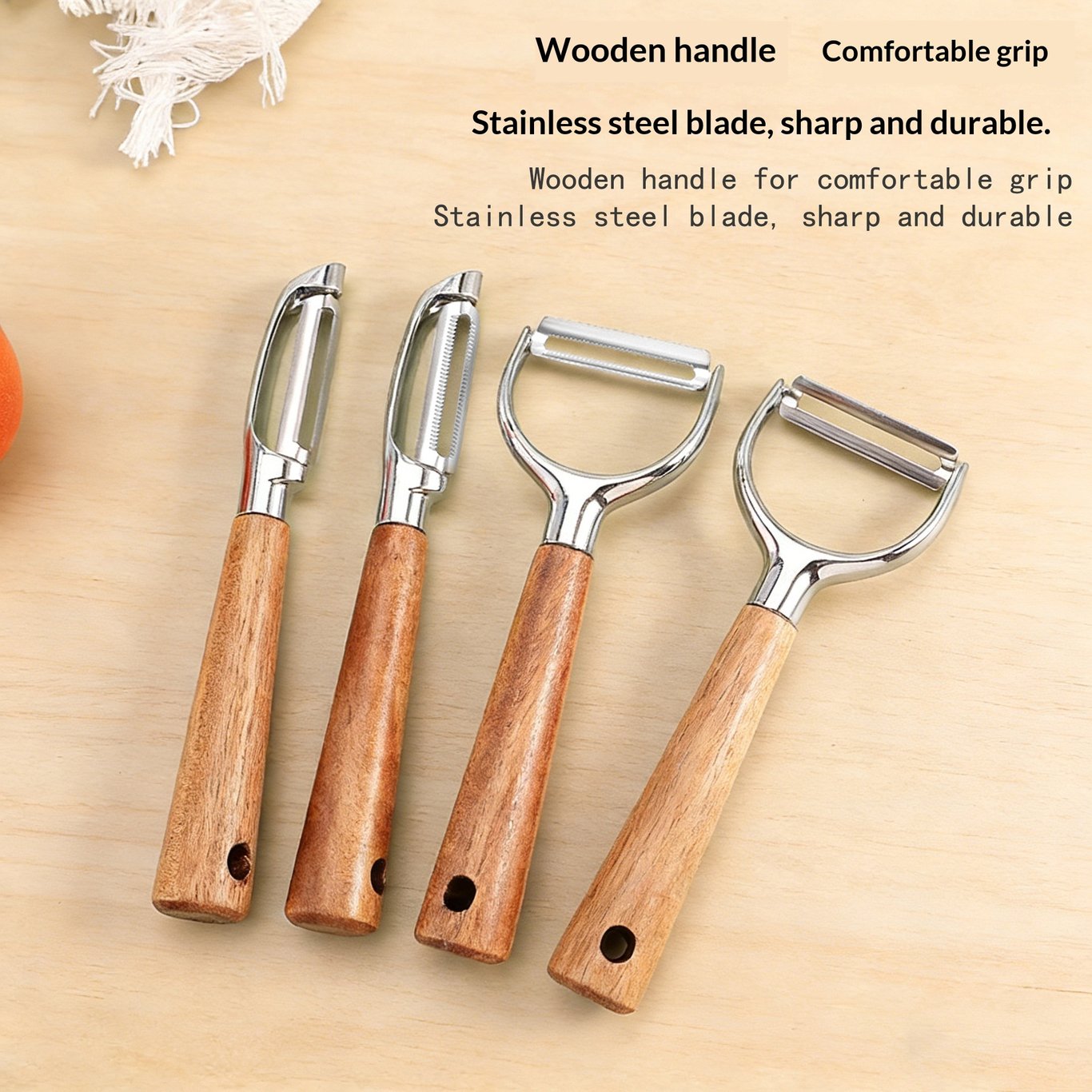Stainless Steel Acacia Wood Peeler | Y-Shaped & I-Shaped Designs