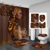 Artistic Shower Curtain 4-Piece Set with Bath Mats | Captain Fam — view 17
