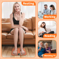 People resting, working, and relaxing while using portable foot massage mat at home