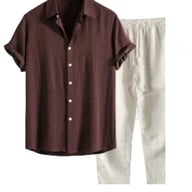 Casual Loose-fit Beach Set | Four-way Stretch Short-sleeve Shirt & Shorts — view 5