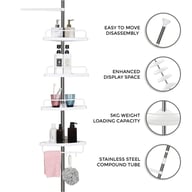 4 Tier Telescopic Bathroom Wall Corner Shelf Rack Shower Caddy Storage Organizer — view 9