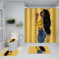Artistic Shower Curtain 4-Piece Set with Bath Mats | Captain Fam — view 8