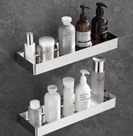 304 Stainless Steel Bathroom Mirror Storage Rack | Modern Shelf — view 13