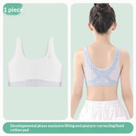 Front and back posture-correcting training bra on young girl model