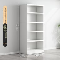 Compact white 5-shelf organizer bookcase for small space storage solutions