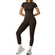 Quick-Drying Yoga Outfit Set | Tight-Fitting Short-Sleeve Top & Long Leggings — view 5