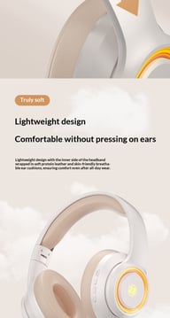 Fashionable On-Ear Bluetooth Wireless Headphones with RGB Lighting — view 9