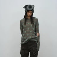 Korean-Style Retro Hollow-Out Hooded Knit Top | Polka Dot — view 4