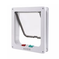 Four-way locking system diagram showing lock positions on pet door