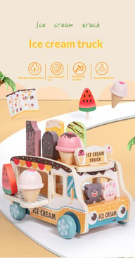 Wooden Ice Cream Model Playset Toy | Role-Play Store & Truck — view 15