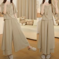 Elegant Two-Piece Women's Set: Crop Top & Wide-Leg Skirt-Trousers — view 10