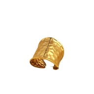 Gold Water-Wave Wide Band Ring | Adjustable Instagram-Style Metal Cuff — view 1