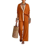 Women's Contrast-Color Casual Loose Pants Two-Piece Set | Comfy — view 10